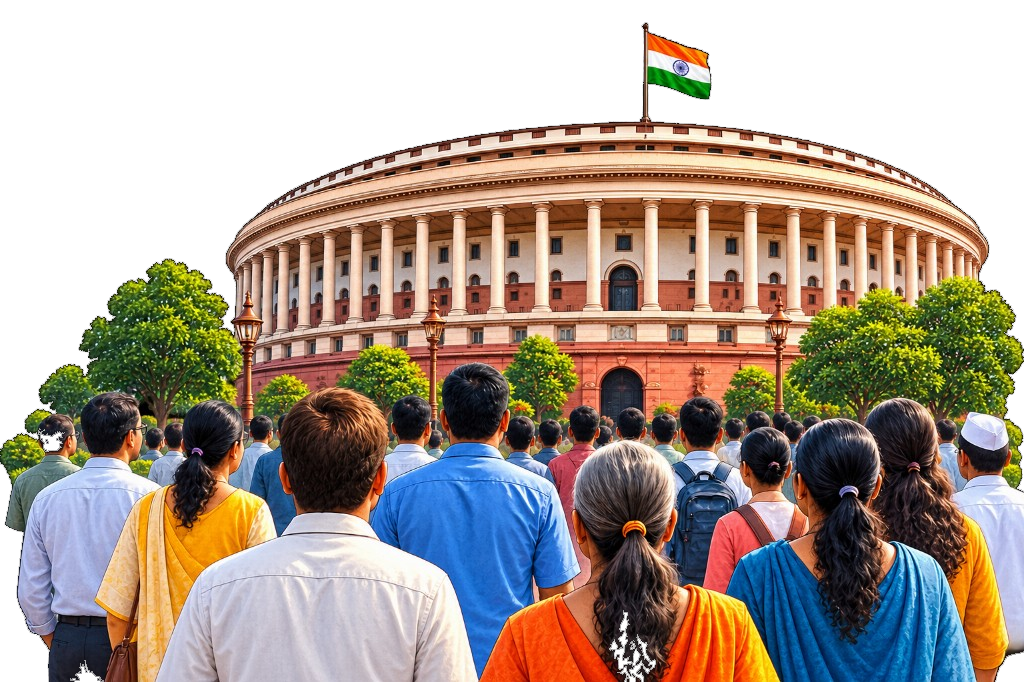 Citizens gathered before Parliament — informed democracy